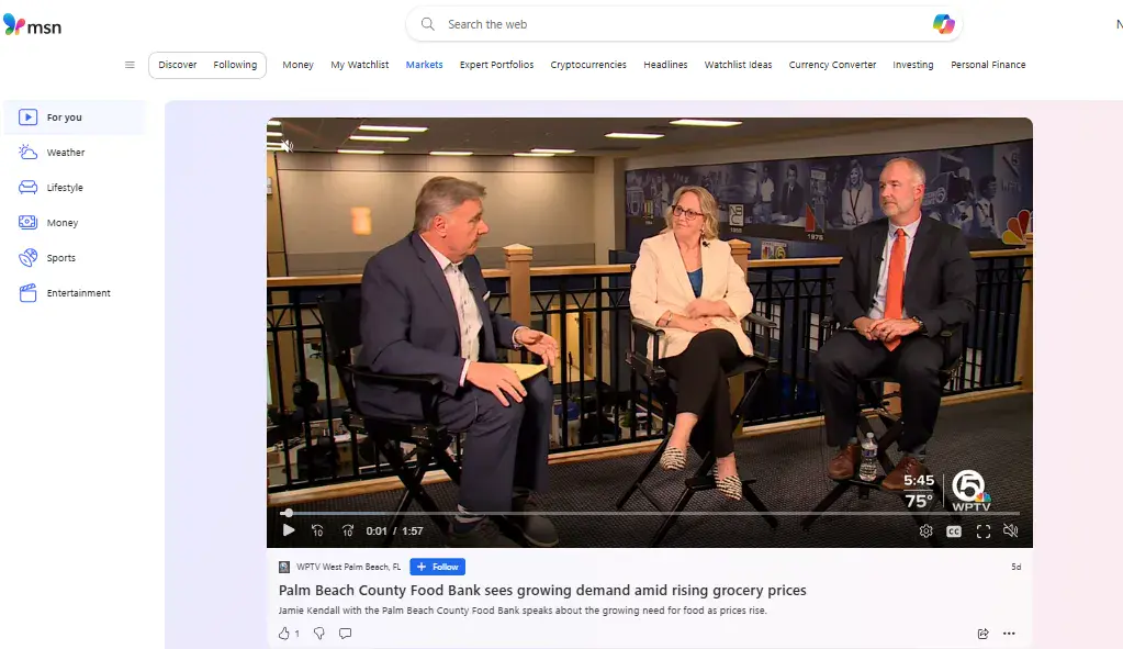 screenshot of video news interview